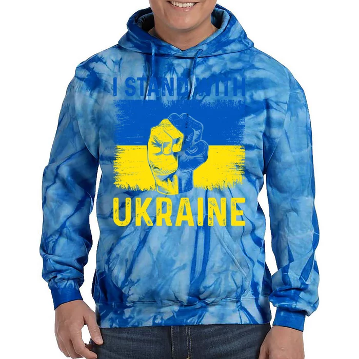 Support Ukraine I Stand With Ukraine Ukrainian Flag Gift Tie Dye Hoodie