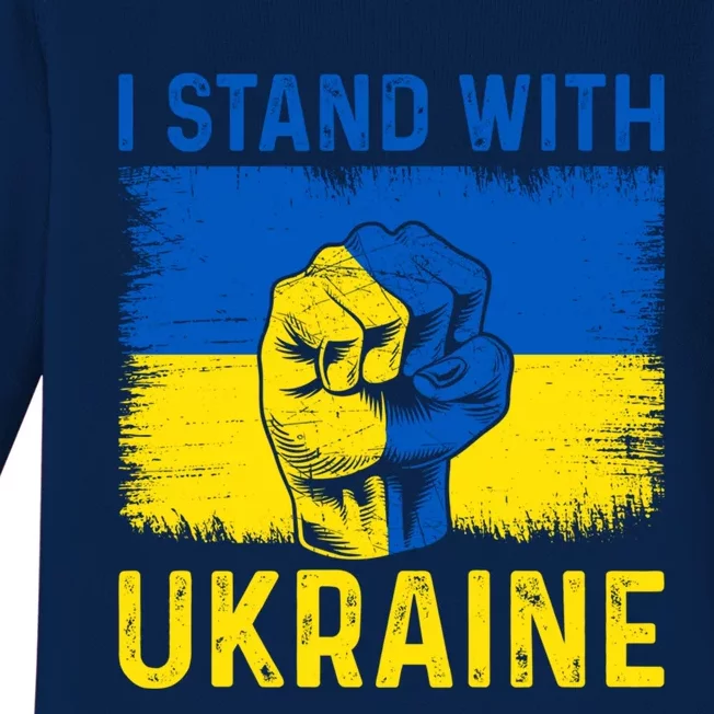 Support Ukraine I Stand With Ukraine Ukrainian Flag Gift Baby Long Sleeve Bodysuit