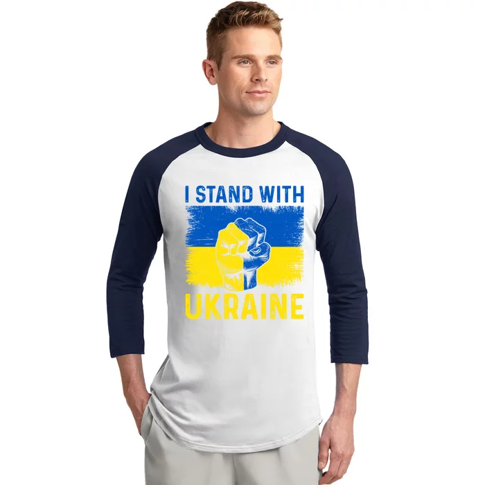 Support Ukraine I Stand With Ukraine Ukrainian Flag Gift Baseball Sleeve Shirt