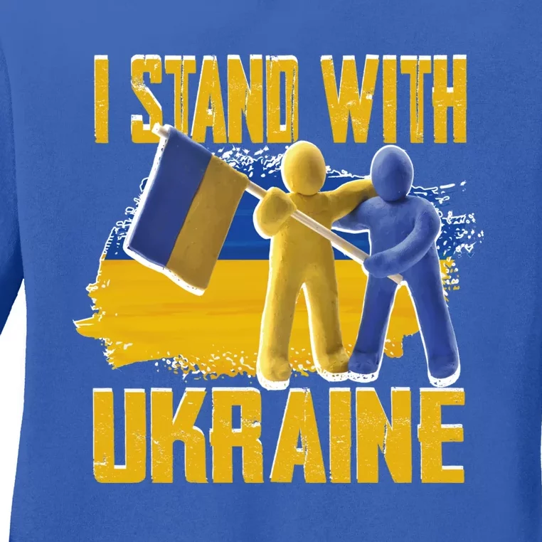 Support Ukraine I Stand With Ukraine Ukrainian Flag Clays Funny Gift Ladies Long Sleeve Shirt