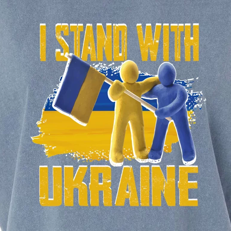 Support Ukraine I Stand With Ukraine Ukrainian Flag Clays Great Gift Garment-Dyed Women's Muscle Tee