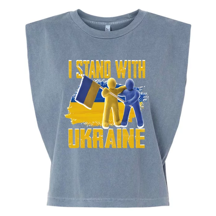 Support Ukraine I Stand With Ukraine Ukrainian Flag Clays Great Gift Garment-Dyed Women's Muscle Tee