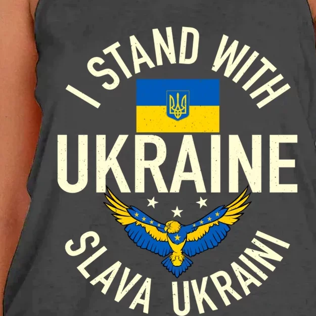 Support Ukraine I Stand With Ukraine Ukrainian Flag Patriot Gift Women's Knotted Racerback Tank