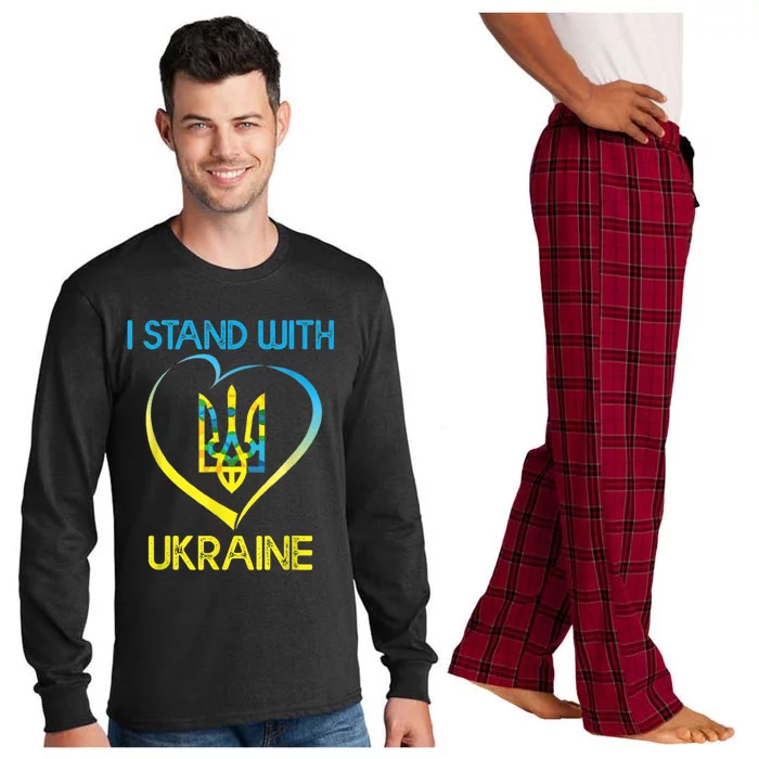 Support Ukraine I Stand With Ukraine Ukrainian Flag Gift Long Sleeve Pajama Set