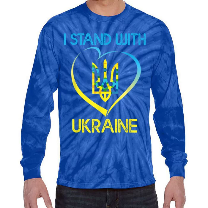 Support Ukraine I Stand With Ukraine Ukrainian Flag Gift Tie-Dye Long Sleeve Shirt