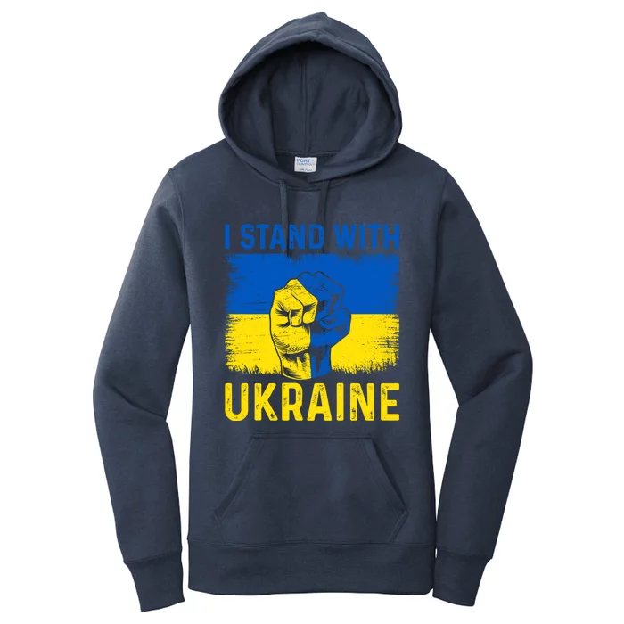 Support Ukraine I Stand With Ukraine Ukrainian Flag Gift Women's Pullover Hoodie