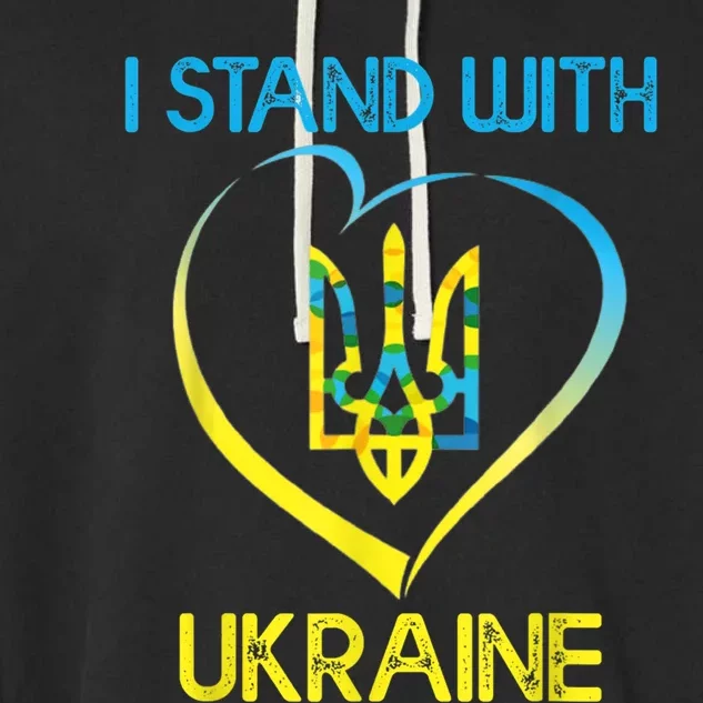 Support Ukraine I Stand With Ukraine Ukrainian Flag Funny Gift Garment-Dyed Fleece Hoodie