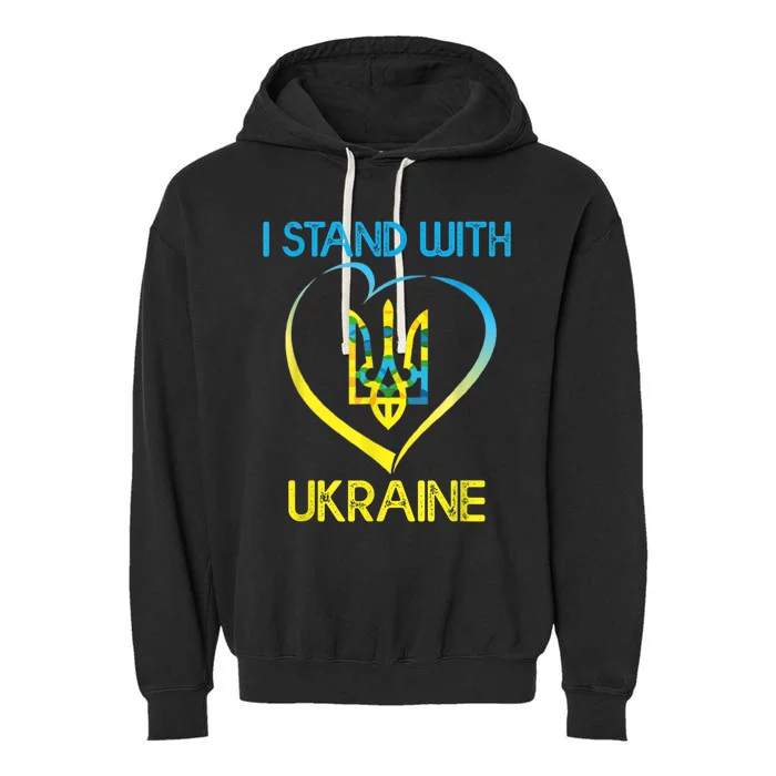 Support Ukraine I Stand With Ukraine Ukrainian Flag Funny Gift Garment-Dyed Fleece Hoodie