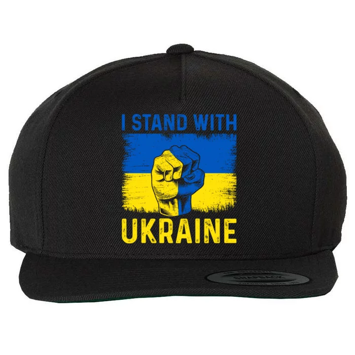 Support Ukraine I Stand With Ukraine Ukrainian Flag Meaningful Gift Wool Snapback Cap