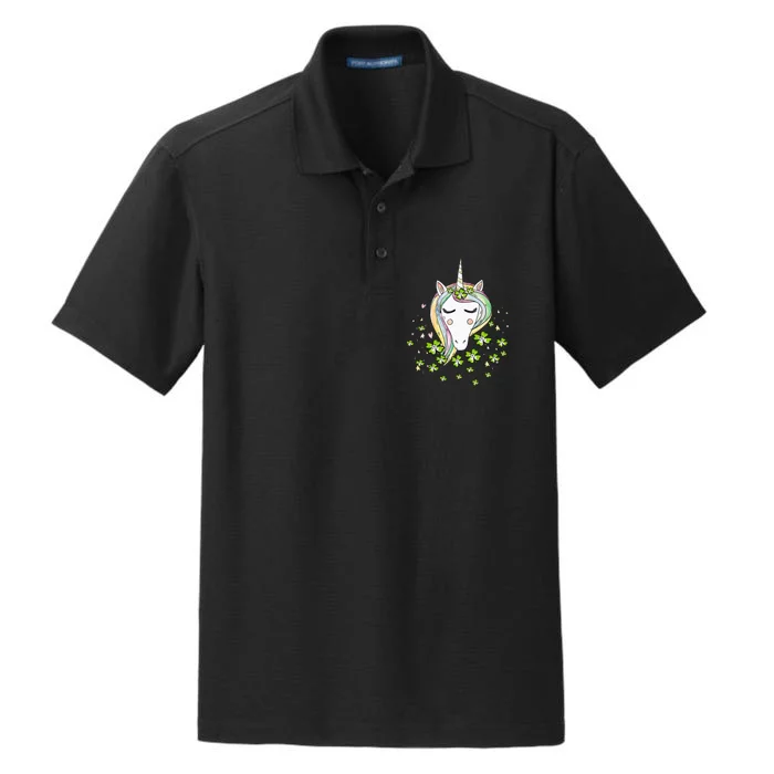 Shamrock Unicorn Irish Cool Green St Patricks Day shamrock Dry Zone Grid Performance Polo