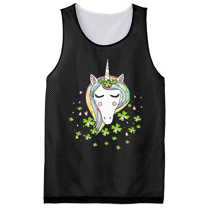 Shamrock Unicorn Irish Cool Green St Patricks Day shamrock Mesh Reversible Basketball Jersey Tank