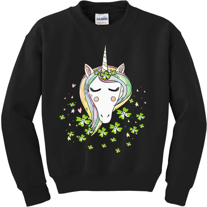 Shamrock Unicorn Irish Cool Green St Patricks Day shamrock Kids Sweatshirt