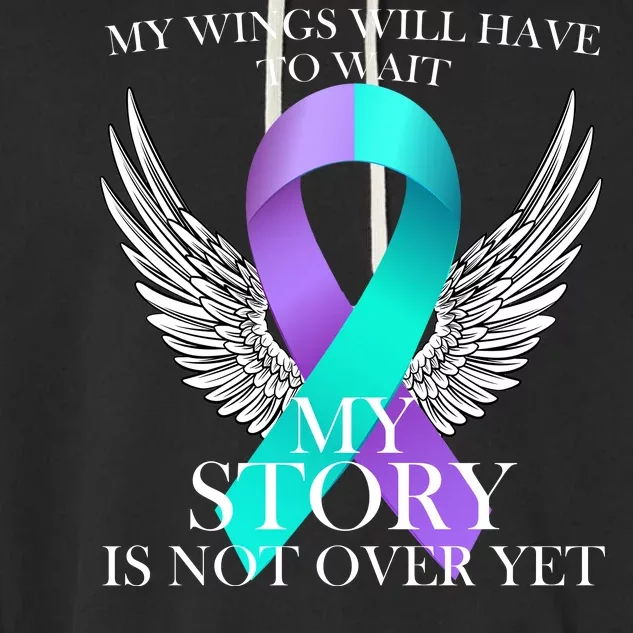 Suicide Prevention Angel Wings Ribbon Garment-Dyed Fleece Hoodie