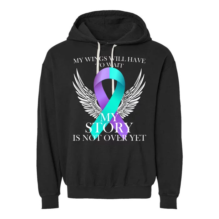 Suicide Prevention Angel Wings Ribbon Garment-Dyed Fleece Hoodie