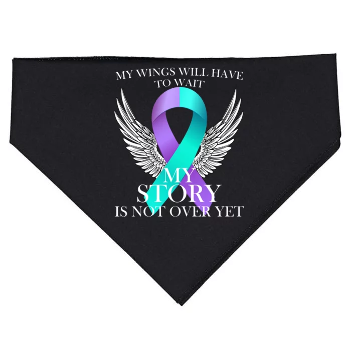 Suicide Prevention Angel Wings Ribbon USA-Made Doggie Bandana