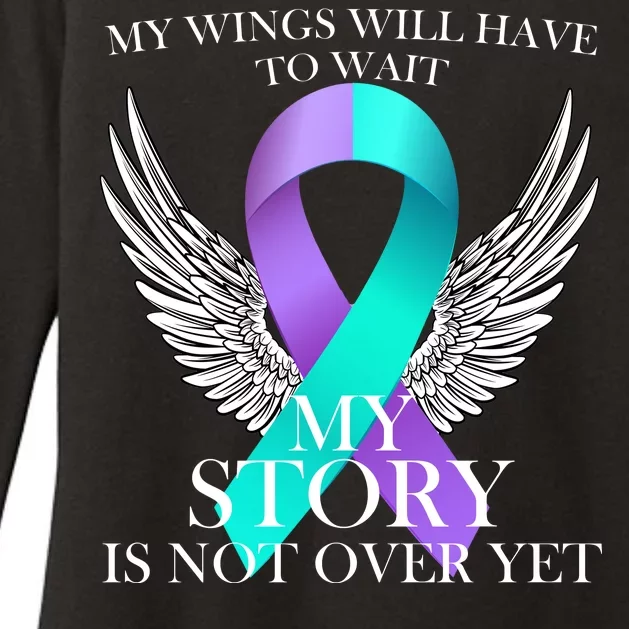 Suicide Prevention Angel Wings Ribbon Womens CVC Long Sleeve Shirt