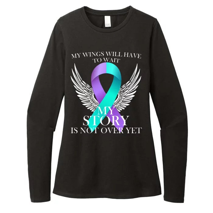 Suicide Prevention Angel Wings Ribbon Womens CVC Long Sleeve Shirt