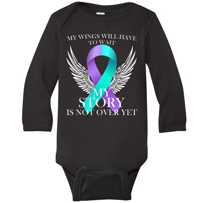 Suicide Prevention Angel Wings Ribbon Baby Long Sleeve Bodysuit