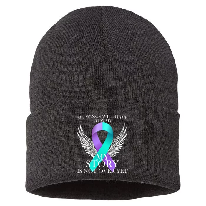 Suicide Prevention Angel Wings Ribbon Sustainable Knit Beanie