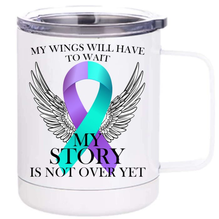 Suicide Prevention Angel Wings Ribbon Front & Back 12oz Stainless Steel Tumbler Cup