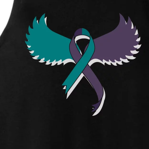 Suicide Prevention Angle Wings Awareness Ribbon Ladies Tri-Blend Wicking Tank