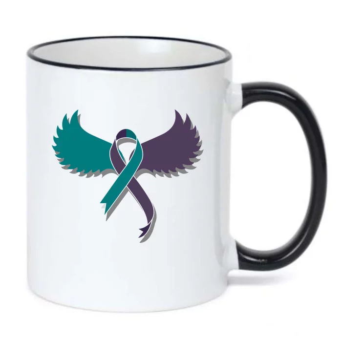 Suicide Prevention Angle Wings Awareness Ribbon Black Color Changing Mug