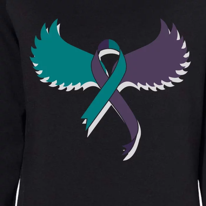 Suicide Prevention Angle Wings Awareness Ribbon Womens California Wash Sweatshirt