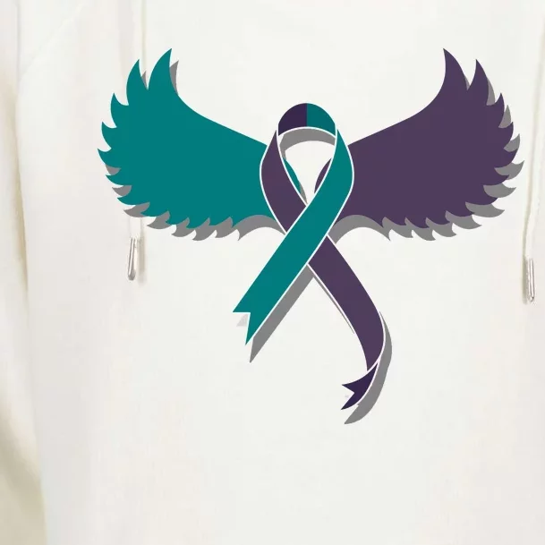 Suicide Prevention Angle Wings Awareness Ribbon Womens Funnel Neck Pullover Hood