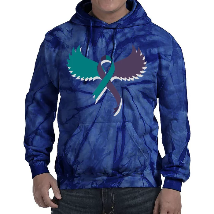 Suicide Prevention Angle Wings Awareness Ribbon Tie Dye Hoodie