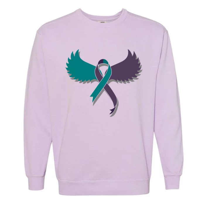 Suicide Prevention Angle Wings Awareness Ribbon Garment-Dyed Sweatshirt