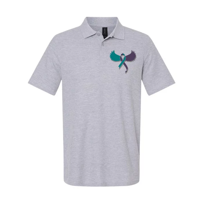 Suicide Prevention Angle Wings Awareness Ribbon Softstyle Adult Sport Polo