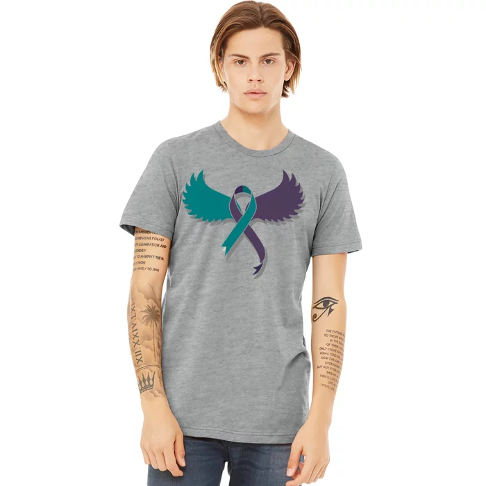 Suicide Prevention Angle Wings Awareness Ribbon Premium T-Shirt