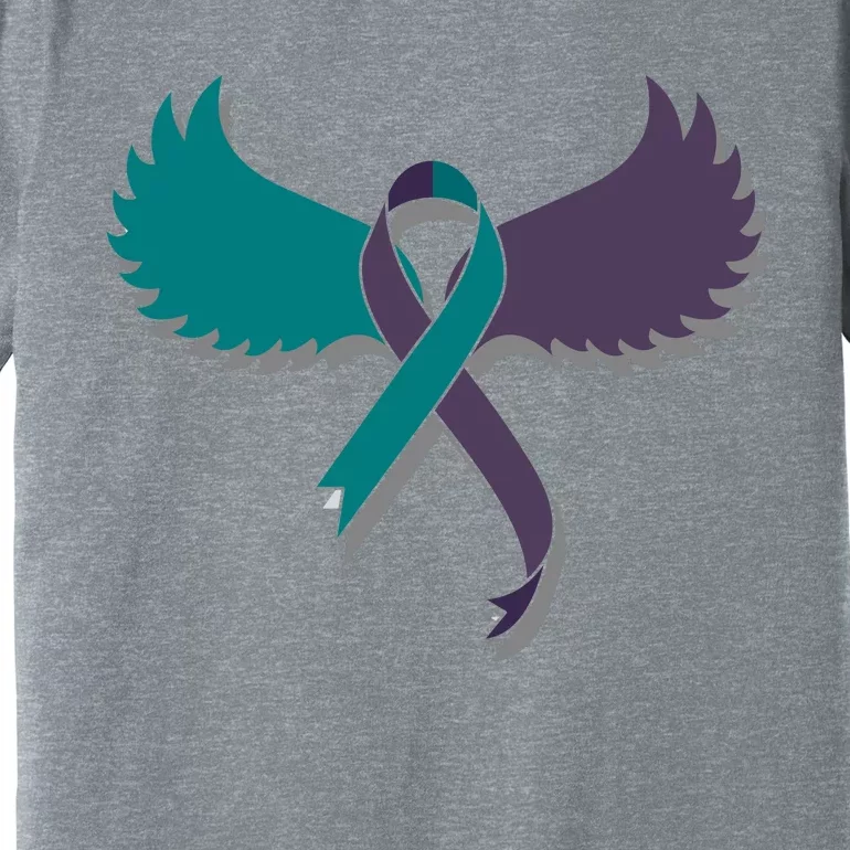 Suicide Prevention Angle Wings Awareness Ribbon Premium T-Shirt