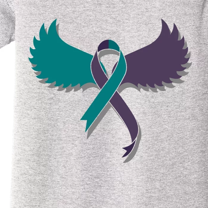 Suicide Prevention Angle Wings Awareness Ribbon Baby Bodysuit