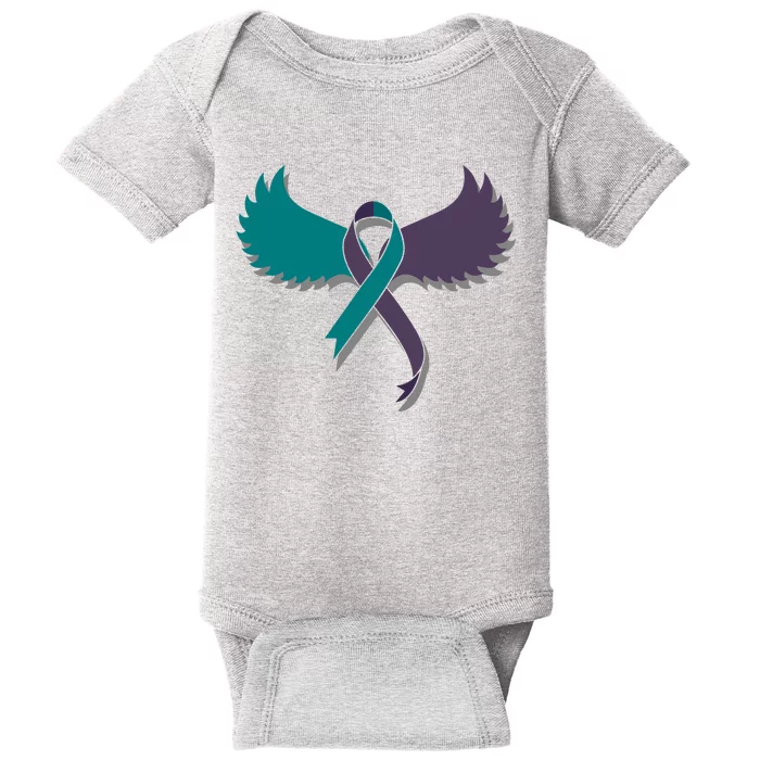 Suicide Prevention Angle Wings Awareness Ribbon Baby Bodysuit