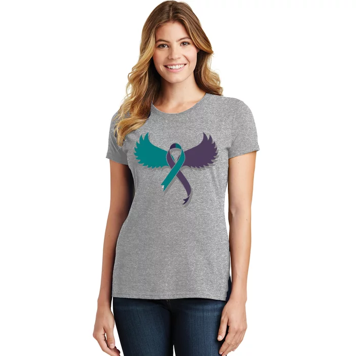 Suicide Prevention Angle Wings Awareness Ribbon Women's T-Shirt