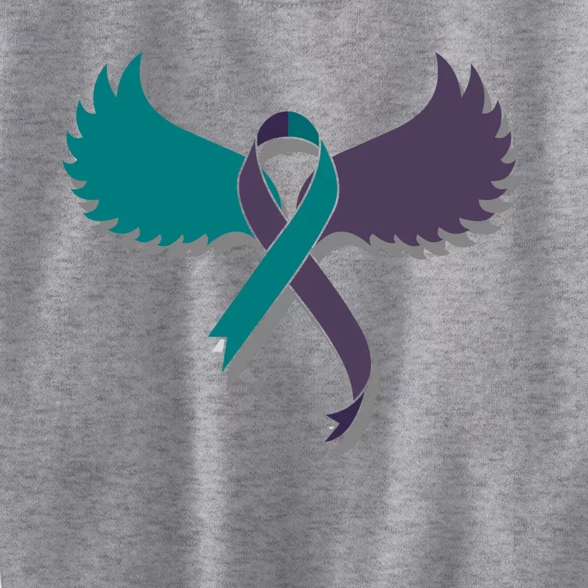 Suicide Prevention Angle Wings Awareness Ribbon Kids Sweatshirt