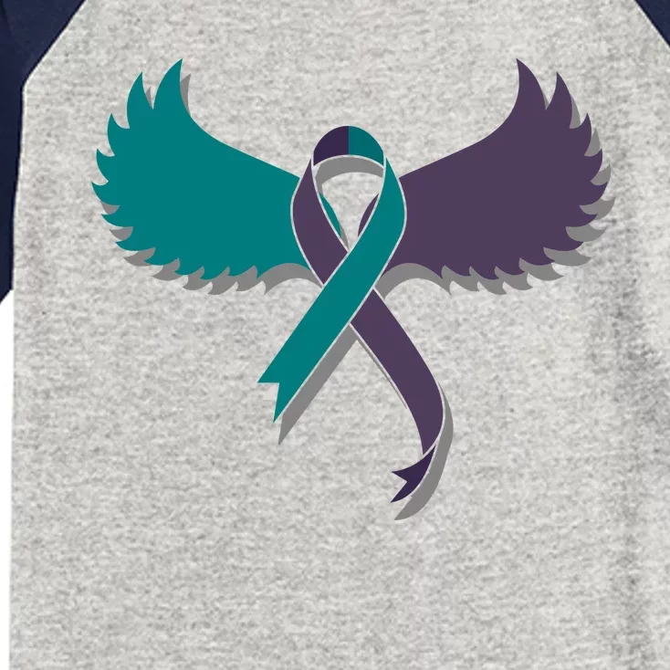 Suicide Prevention Angle Wings Awareness Ribbon Kids Colorblock Raglan Jersey