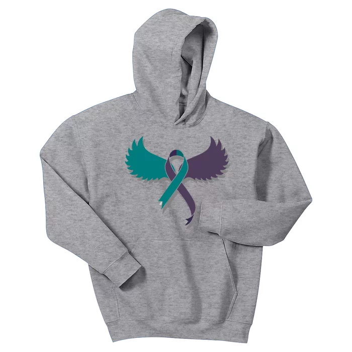 Suicide Prevention Angle Wings Awareness Ribbon Kids Hoodie