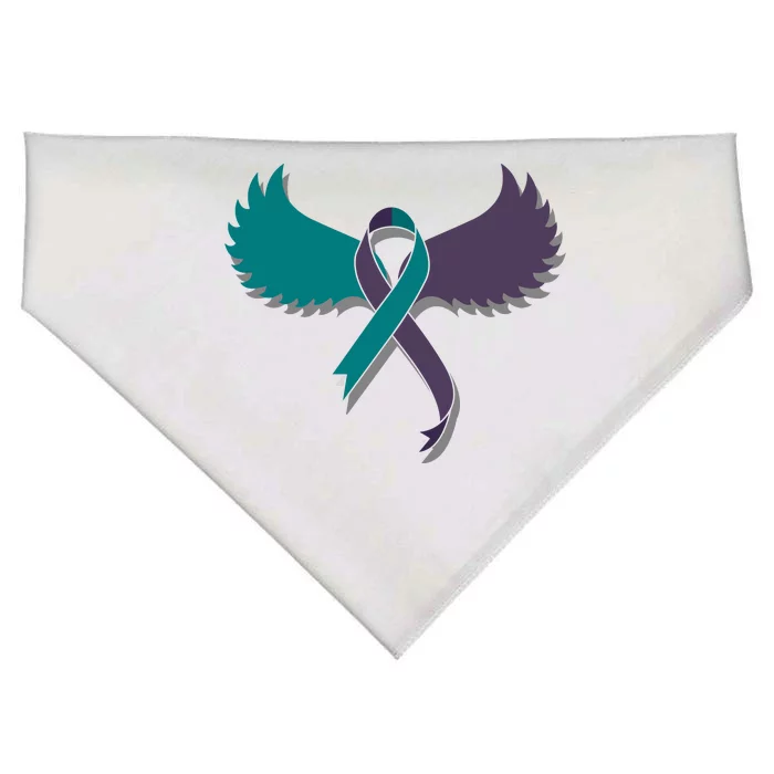 Suicide Prevention Angle Wings Awareness Ribbon USA-Made Doggie Bandana