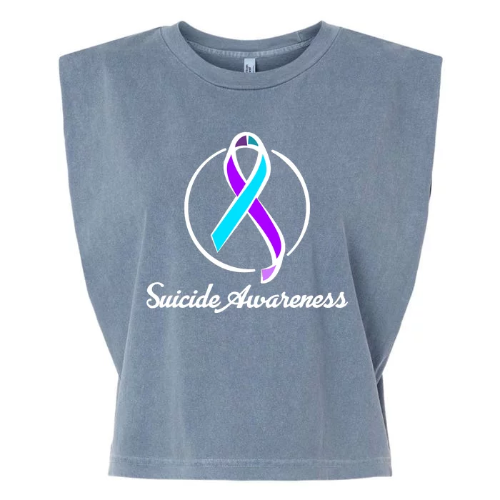 Suicide Prevention Awareness Ribbon Garment-Dyed Women's Muscle Tee