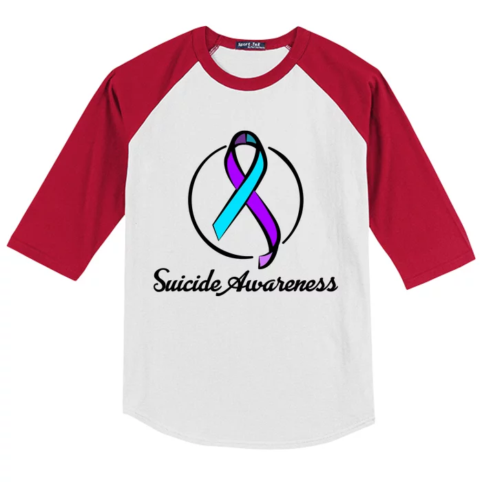 Suicide Prevention Awareness Ribbon Kids Colorblock Raglan Jersey