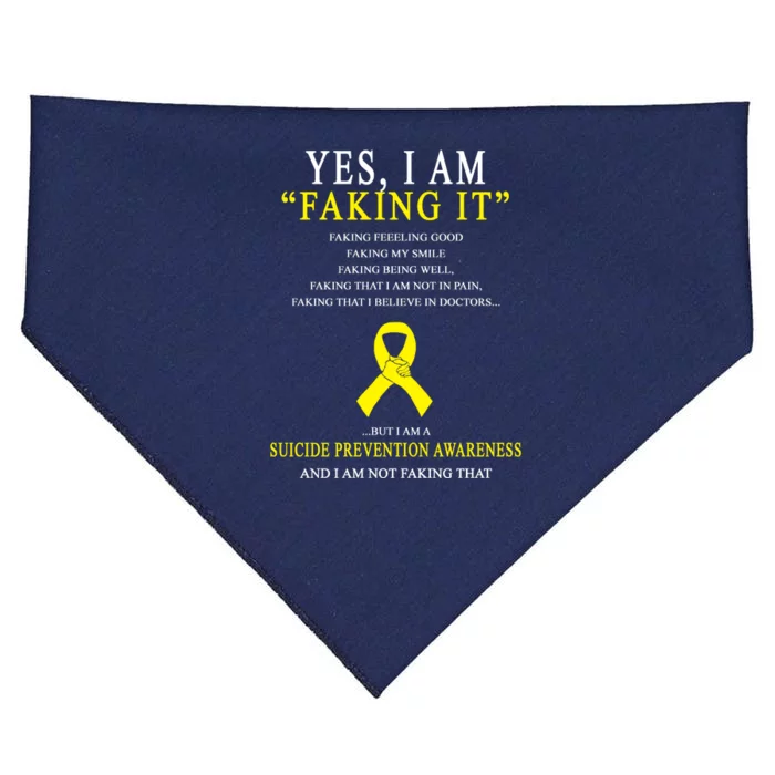 Suicide Prevention Faking It Quote USA-Made Doggie Bandana