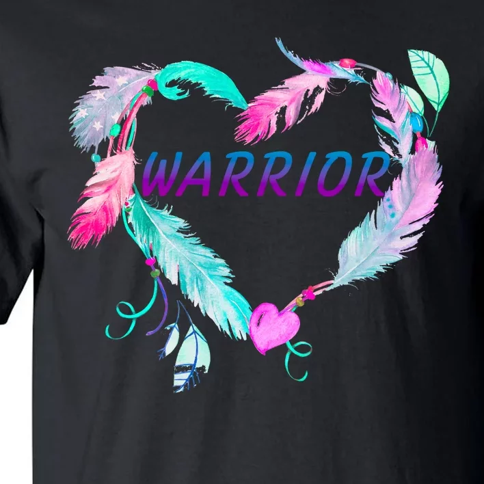 Suicide Prevention Warrior Feather Heart Support Tall T-Shirt