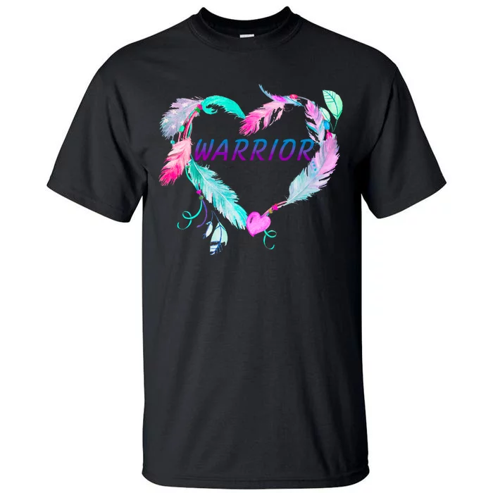 Suicide Prevention Warrior Feather Heart Support Tall T-Shirt