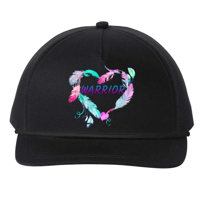 Suicide Prevention Warrior Feather Heart Support Snapback Five-Panel Rope Hat