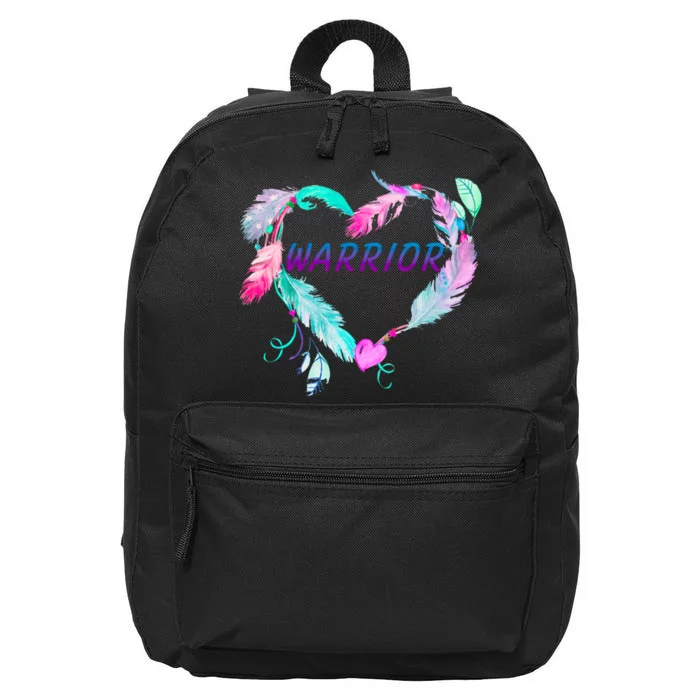 Suicide Prevention Warrior Feather Heart Support 16 in Basic Backpack