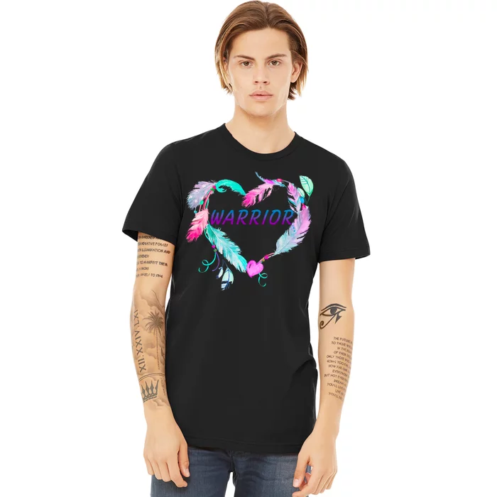 Suicide Prevention Warrior Feather Heart Support Premium T-Shirt