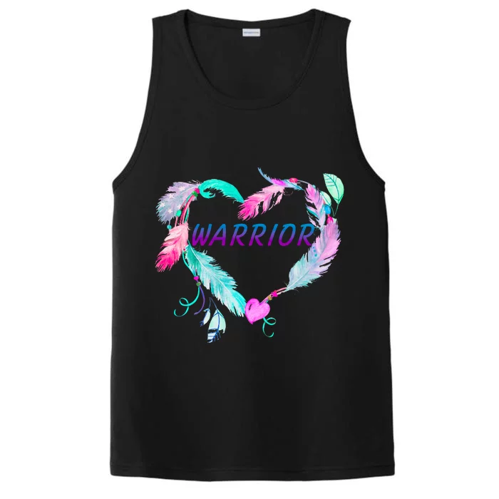 Suicide Prevention Warrior Feather Heart Support Performance Tank