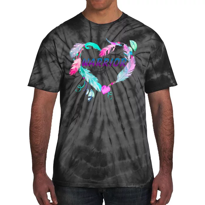 Suicide Prevention Warrior Feather Heart Support Tie-Dye T-Shirt